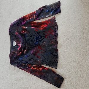 DAVID WARREN PETITES vintage top, velvet burnout 14P shoulder pads!!!